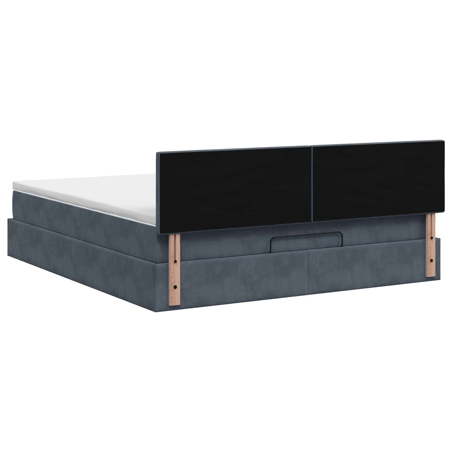 Ottoman Bett mit Matratze Dunkelgrau 140 x 200 cm Samt