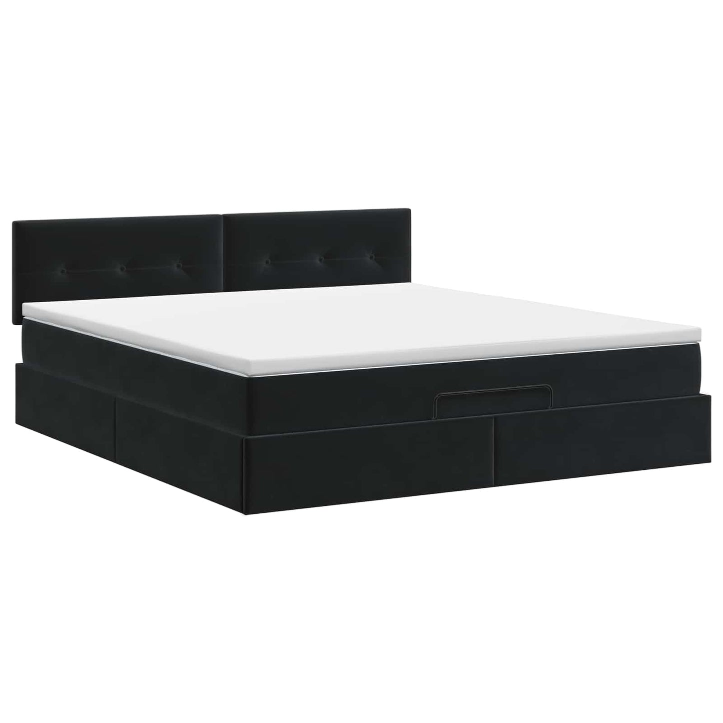Ottoman Bett mit Matratze Schwarz 140 x 200 cm Samt