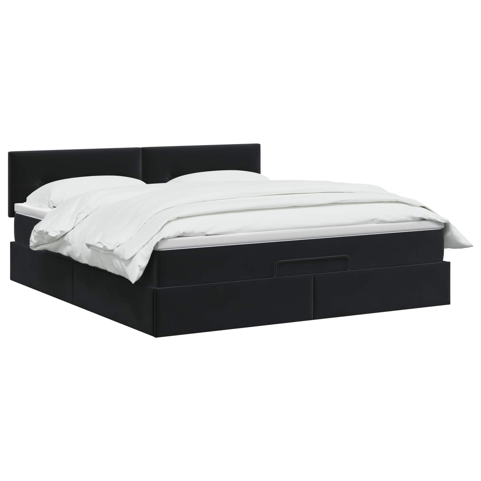 Ottoman Bett mit Matratze Schwarz 140 x 200 cm Samt