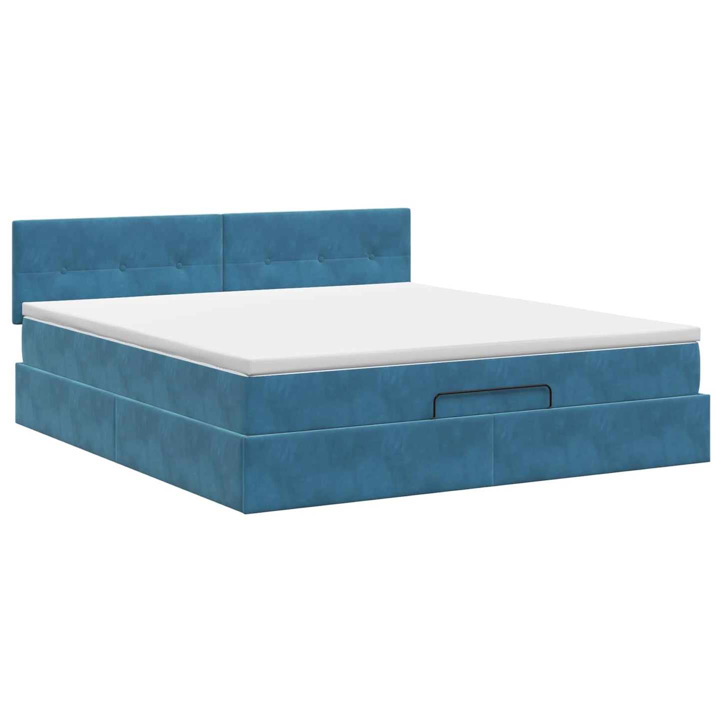 Ottoman Bett mit Matratze Dunkelblau 140 x 200 cm Samt
