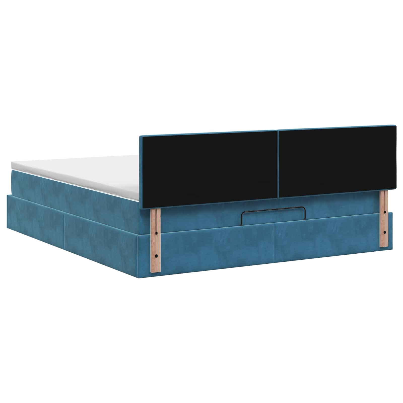 Ottoman Bett mit Matratze Dunkelblau 140 x 200 cm Samt