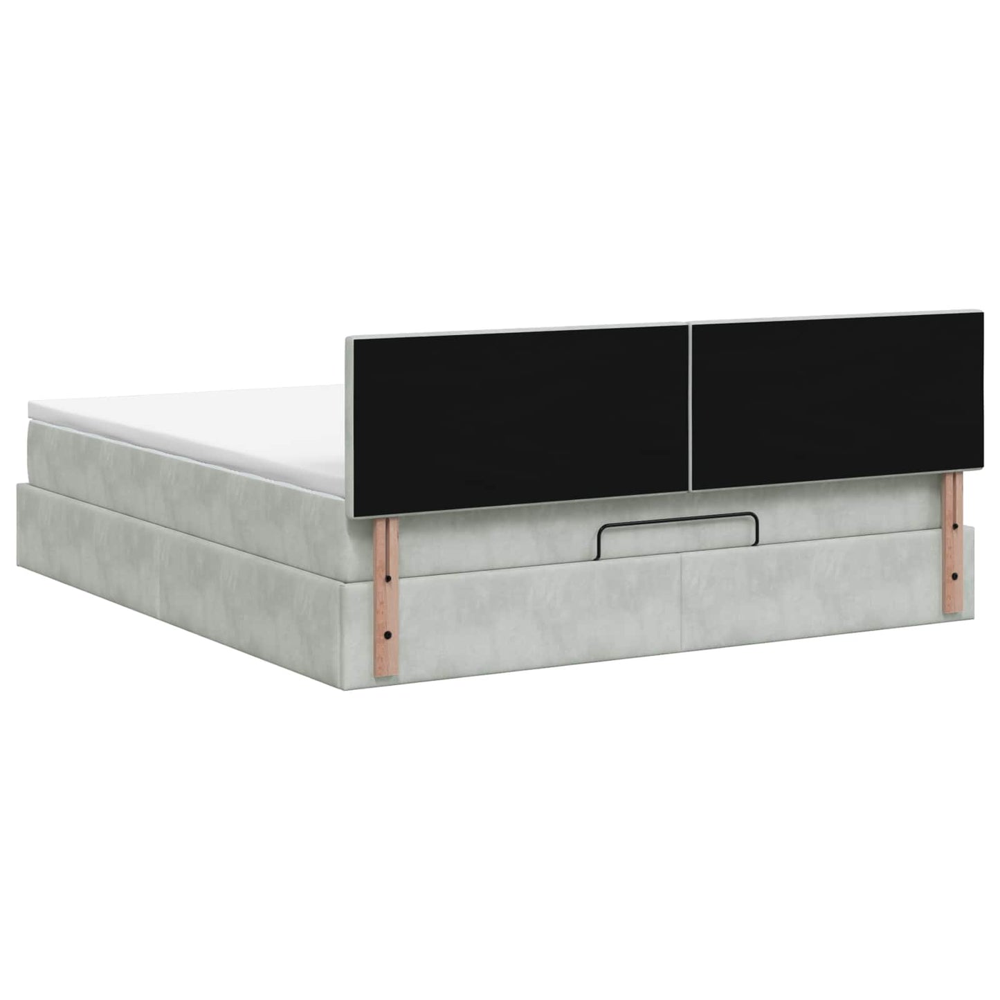 Ottoman Bett mit Matratze Hellgrau 180 x 200 cm Samt