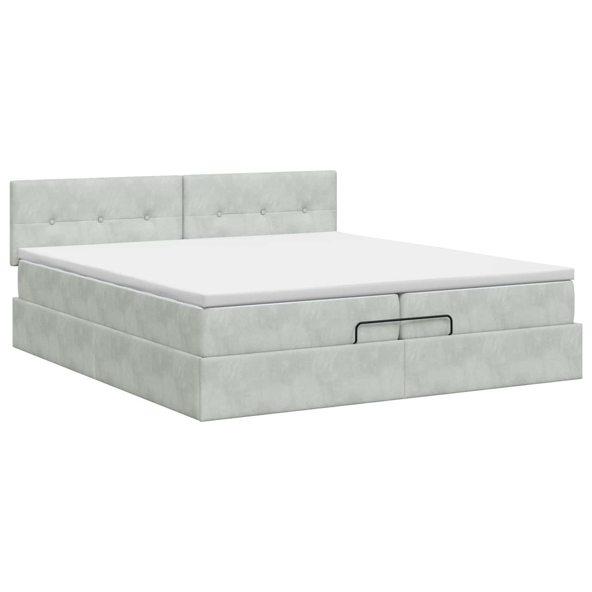 Ottoman Bett mit Matratze Hellgrau 200 x 200 cm Samt