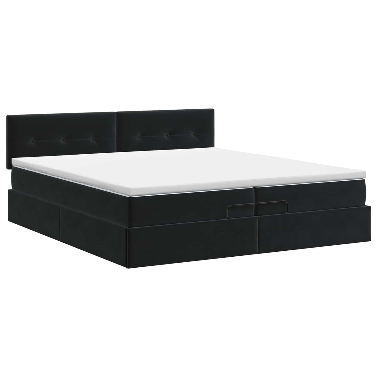 Ottoman Bett mit Matratze Schwarz 200 x 200 cm Samt