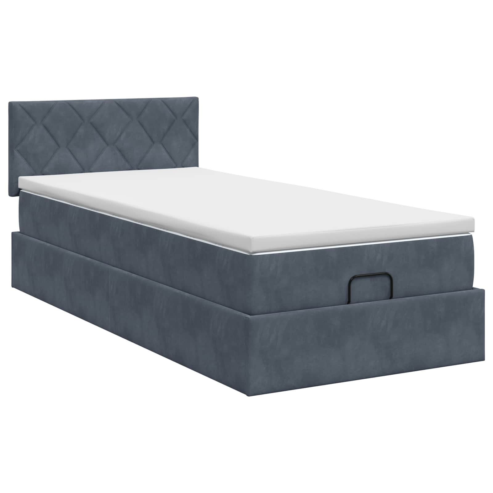 Ottoman Bett mit Matratze Dunkelgrau 80 x 200 cm Samt