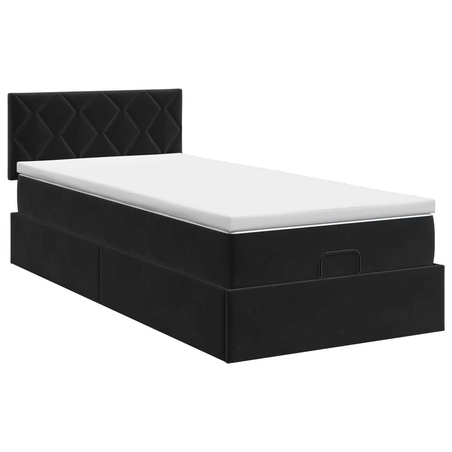 Ottoman Bett mit Matratze mit Kopfteil Schwarz 90 x 190 cm Samt