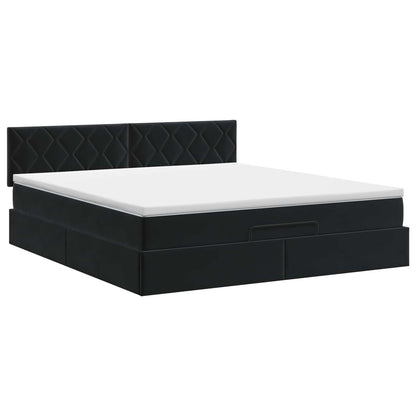Ottoman Bett mit Matratze Schwarz 160 x 200 cm Samt