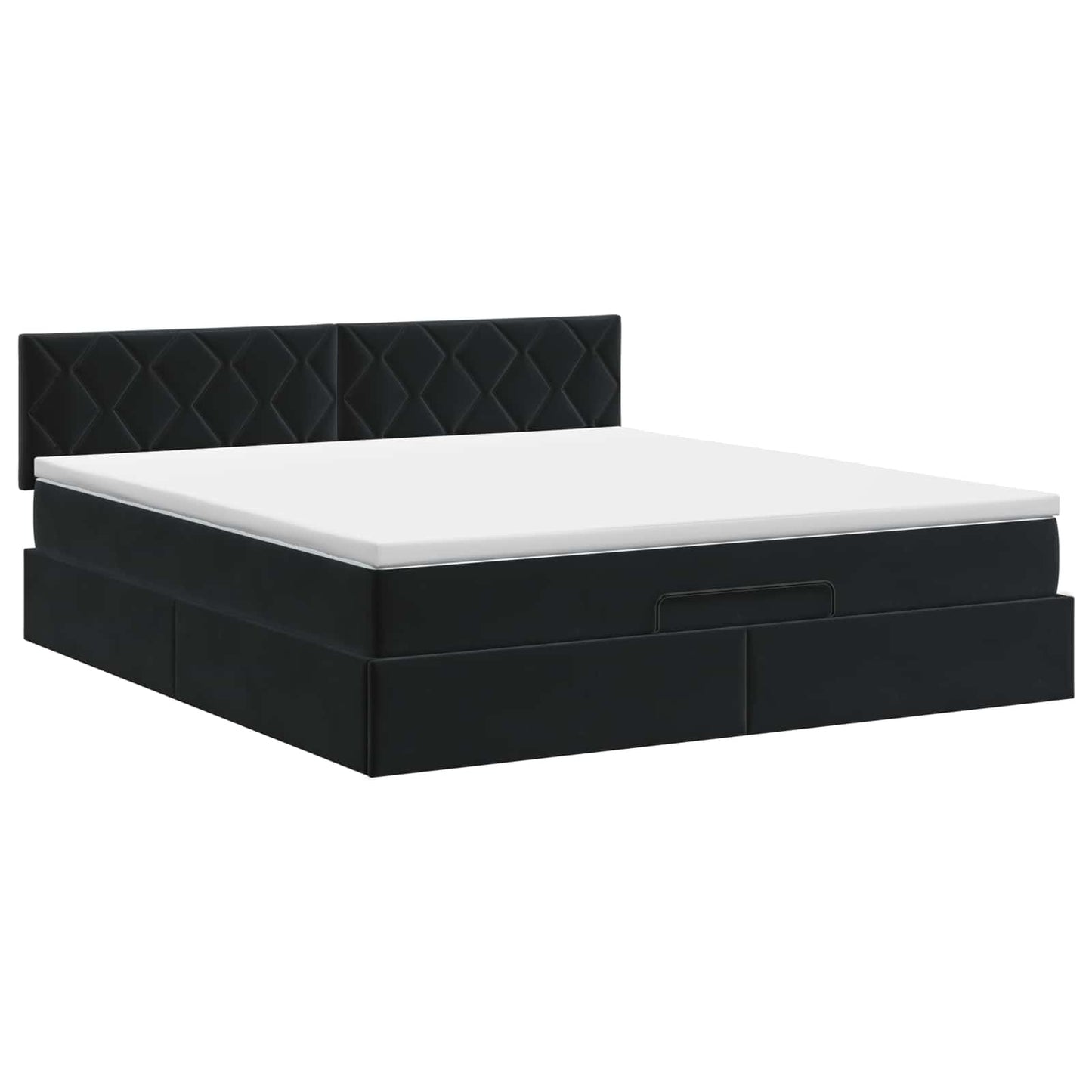 Ottoman Bett mit Matratze Schwarz 180 x 200 cm Samt