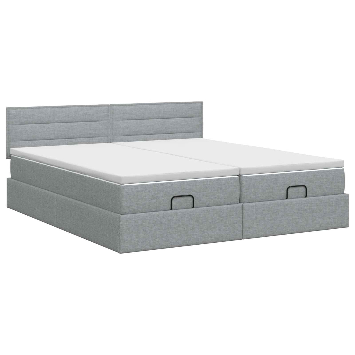 Ottoman Bett mit Matratze mit Kopfteil 2 pcs Hellgrau Stoff