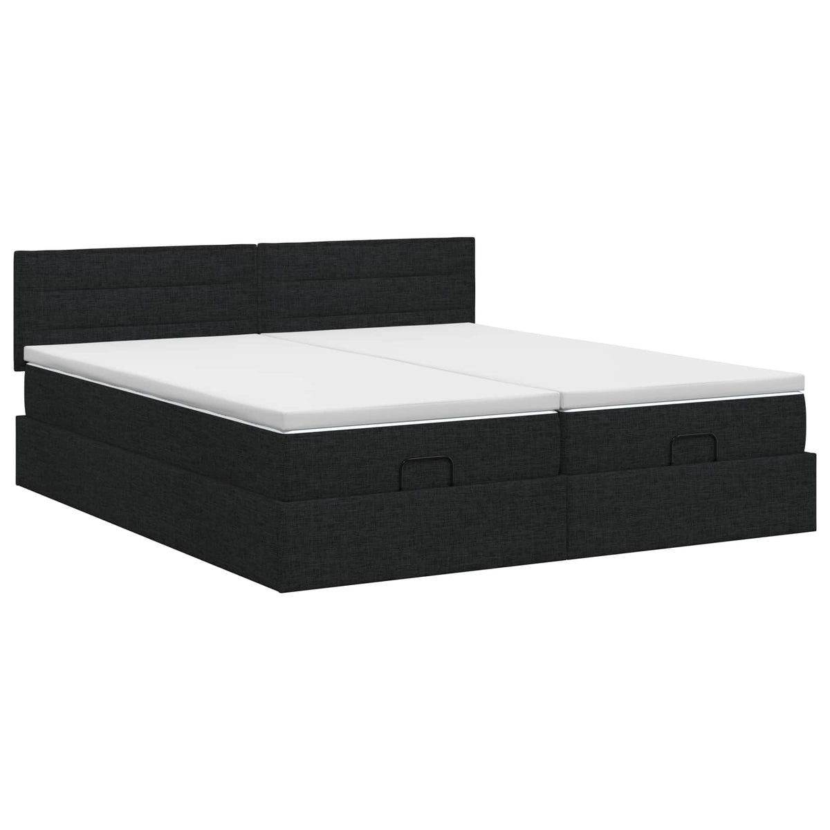 Ottoman Bett mit Matratze mit Kopfteil 2 stk. Schwarz Stoff