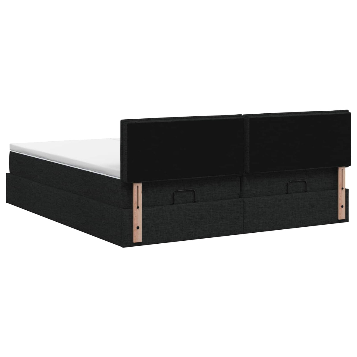 Ottoman Bett mit Matratze mit Kopfteil 2 stk. Schwarz Stoff