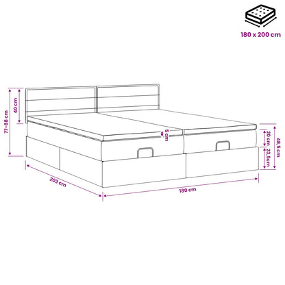 Ottoman Bett mit Matratze mit Kopfteil 2 stk. Schwarz Stoff