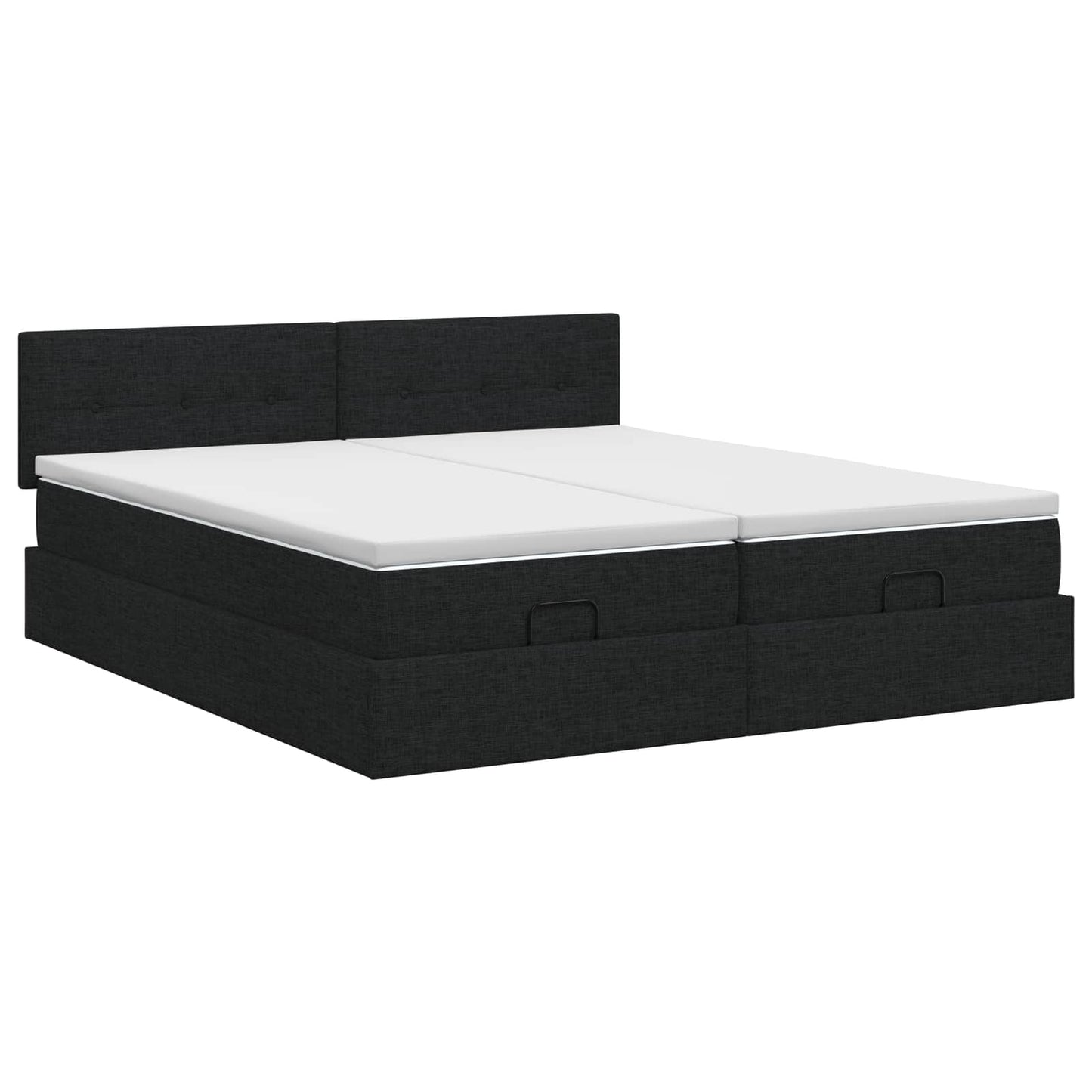 Ottoman Bett mit Matratze mit Kopfteil 2 Stk. Schwarz Stoff