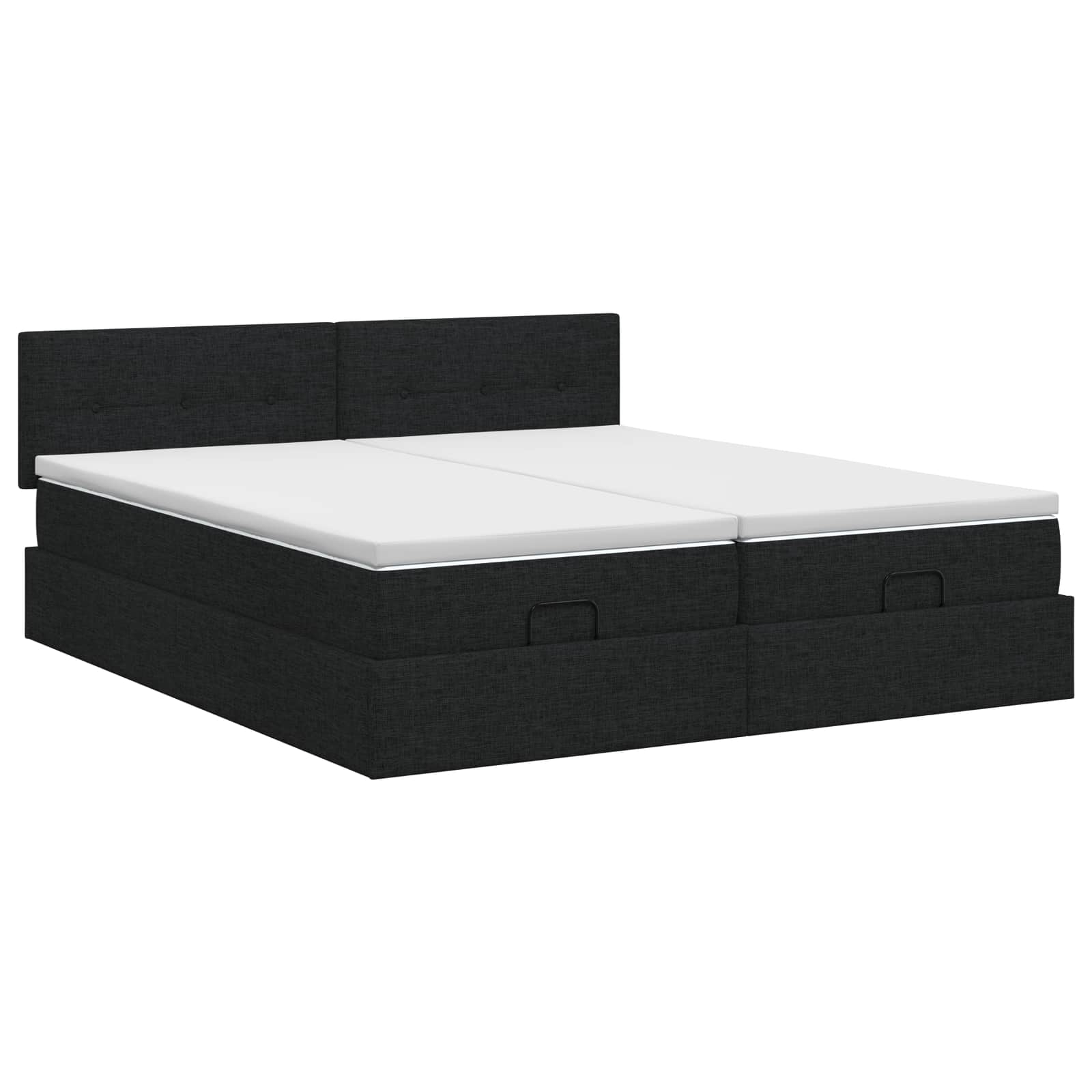 Ottoman Bett mit Matratze mit Kopfteil 2 Stk. Schwarz Stoff