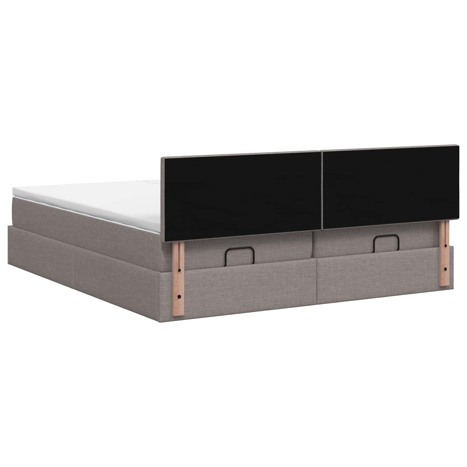 Ottoman Bett mit Matratze mit Kopfteil 2 Stk. Taupe Stoff
