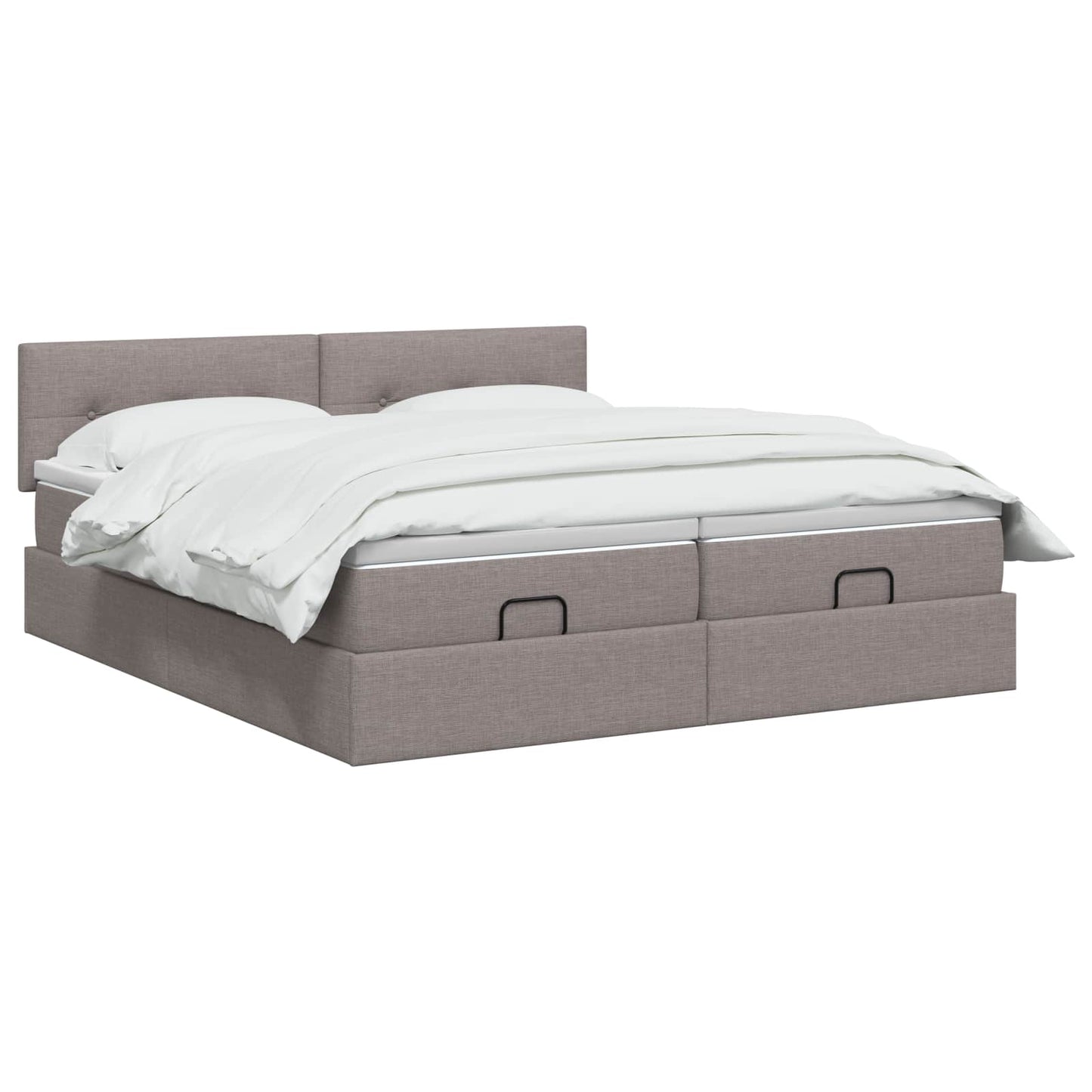 Ottoman Bett mit Matratze mit Kopfteil 2 Stk. Taupe Stoff