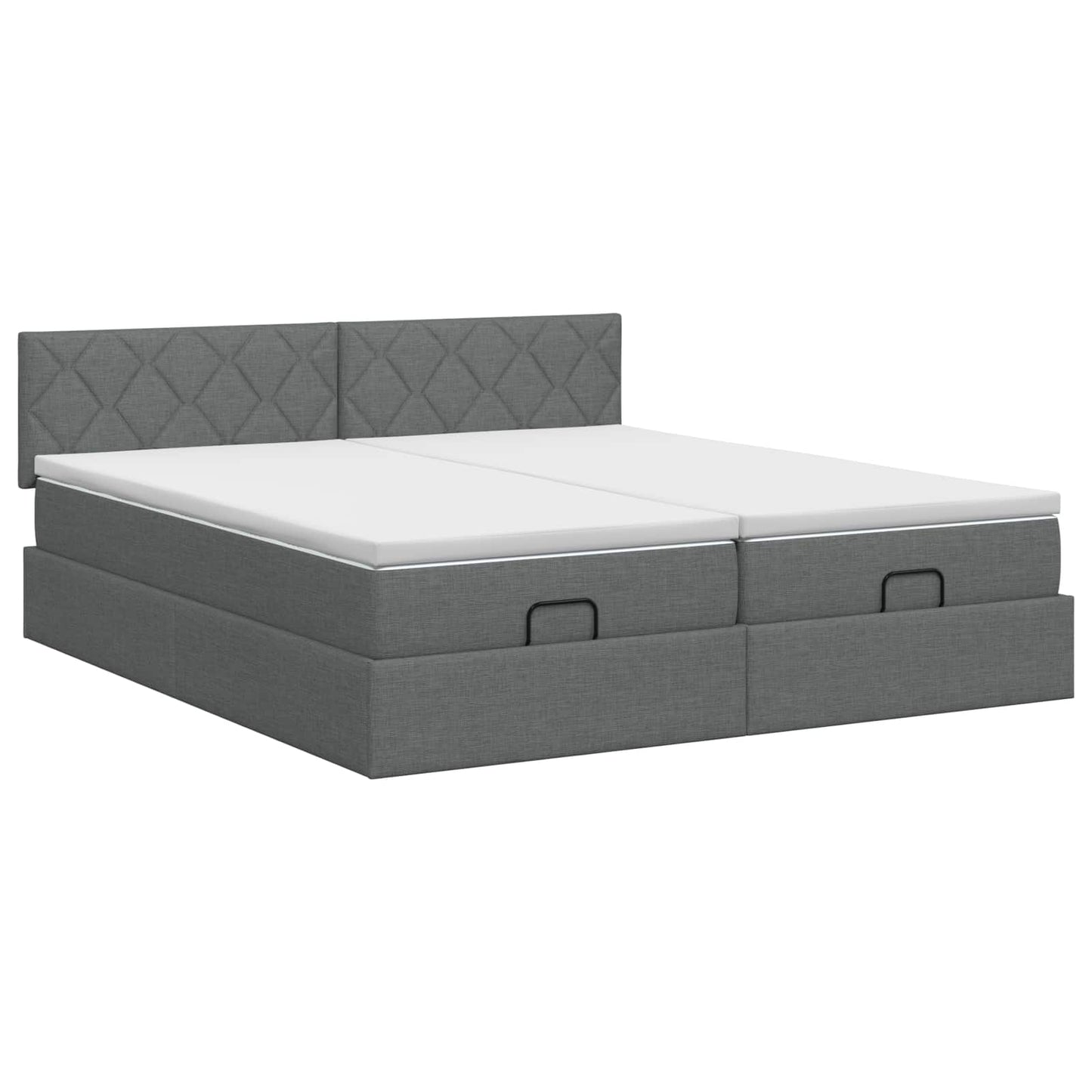 Ottoman Bett mit Matratze mit Kopfteil 2 Stk. Dunkelgrau Stoff