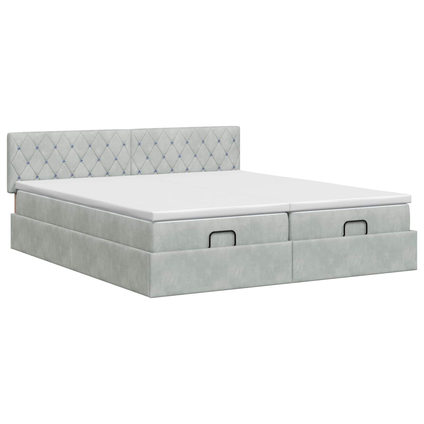Ottoman Bett mit Matratze mit Kopfteil 2 pcs Hellgrau Samt