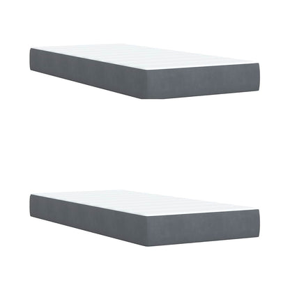 Ottoman Bett mit Matratze mit Kopfteil 2 pcs Dunkelgrau Samt