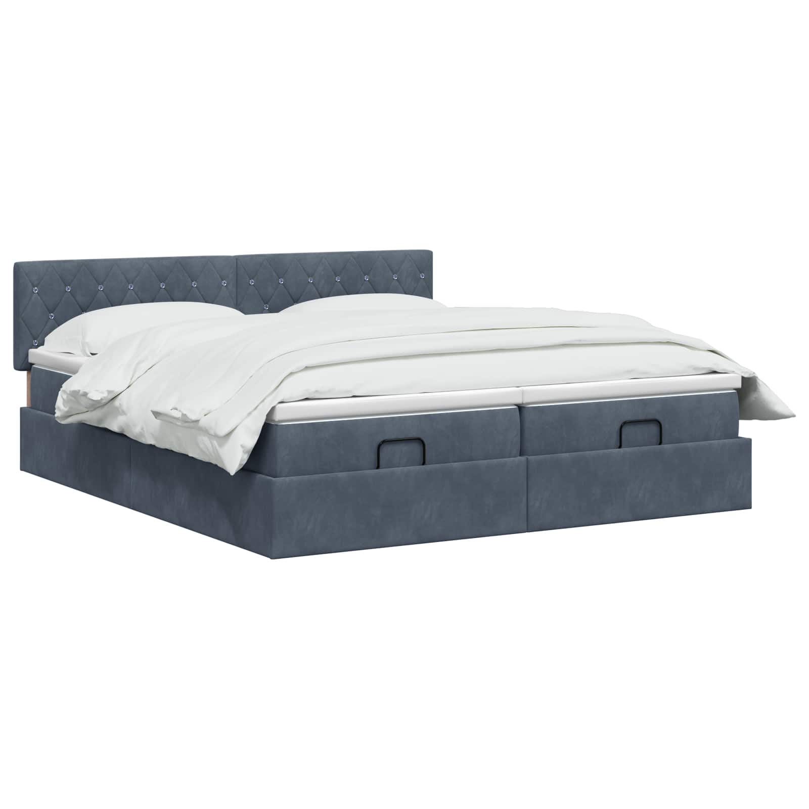 Ottoman Bett mit Matratze mit Kopfteil 2 pcs Dunkelgrau Samt