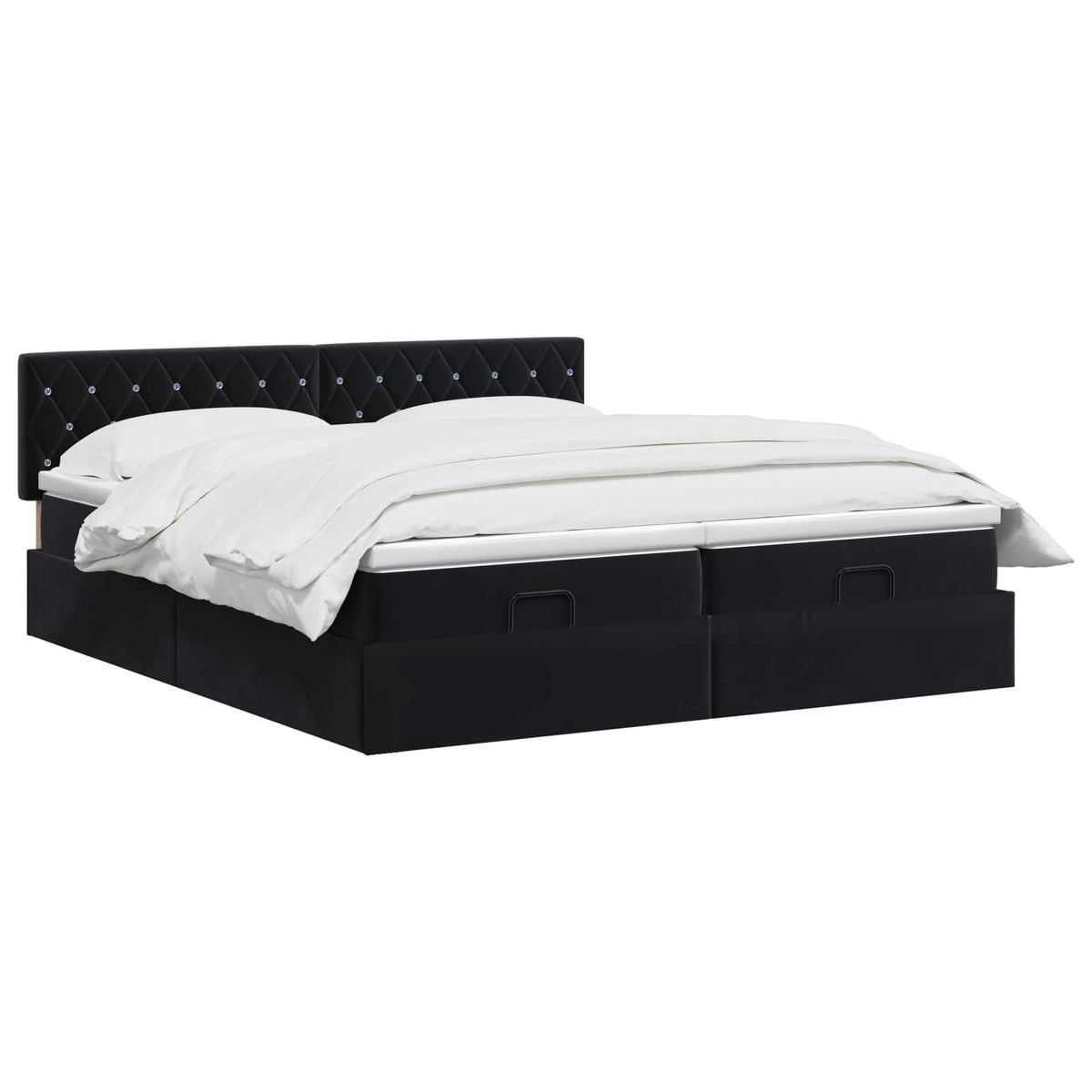 Ottoman Bett mit Matratze mit Kopfteil 2 pcs Schwarz Samt