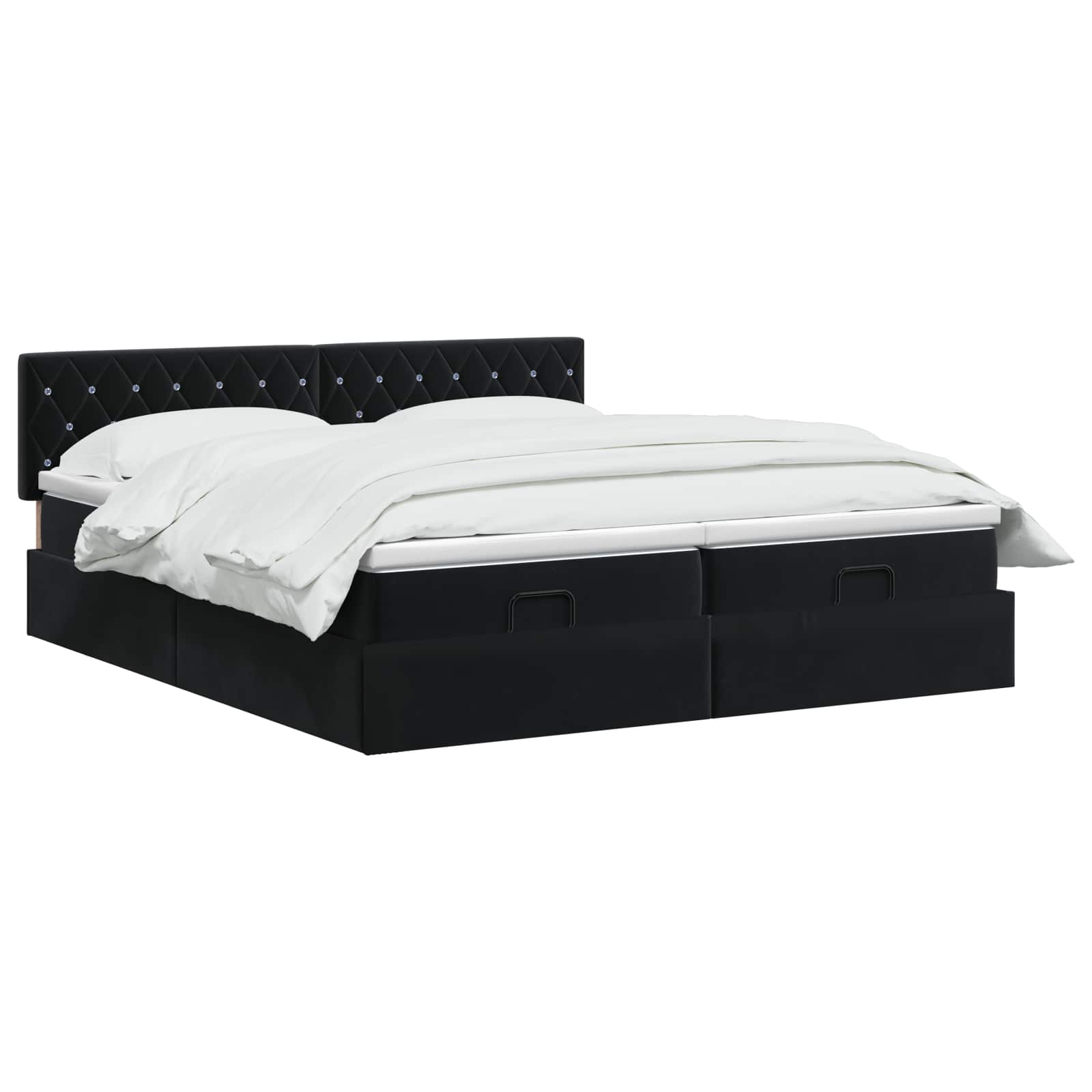 Ottoman Bett mit Matratze mit Kopfteil 2 pcs Schwarz Samt