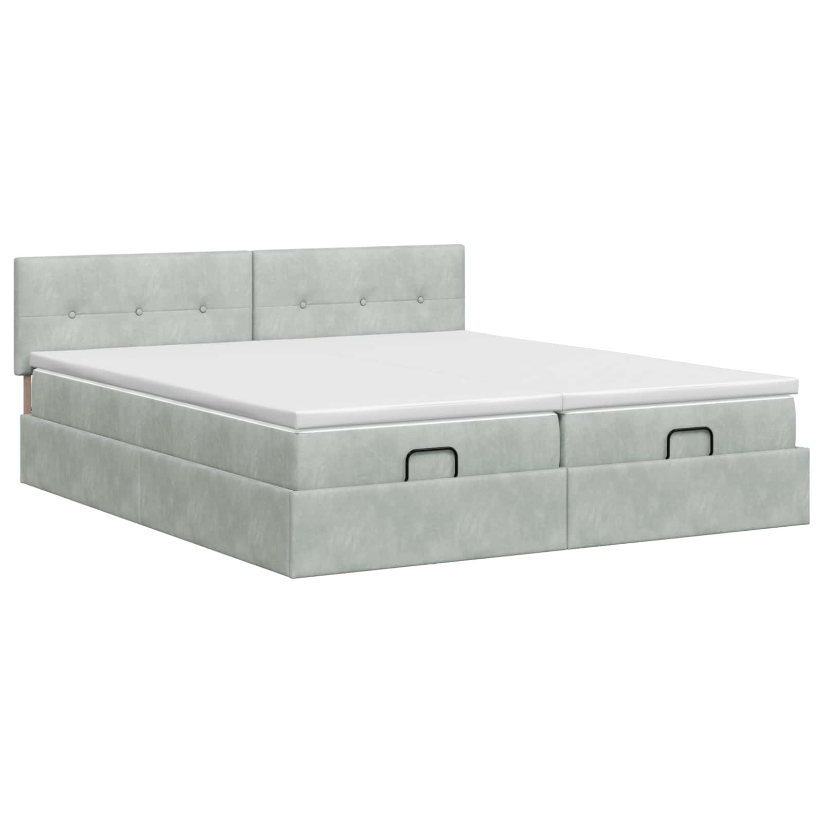 Ottoman Bett mit Matratze mit Kopfteil 2 Stk. Hellgrau Samt