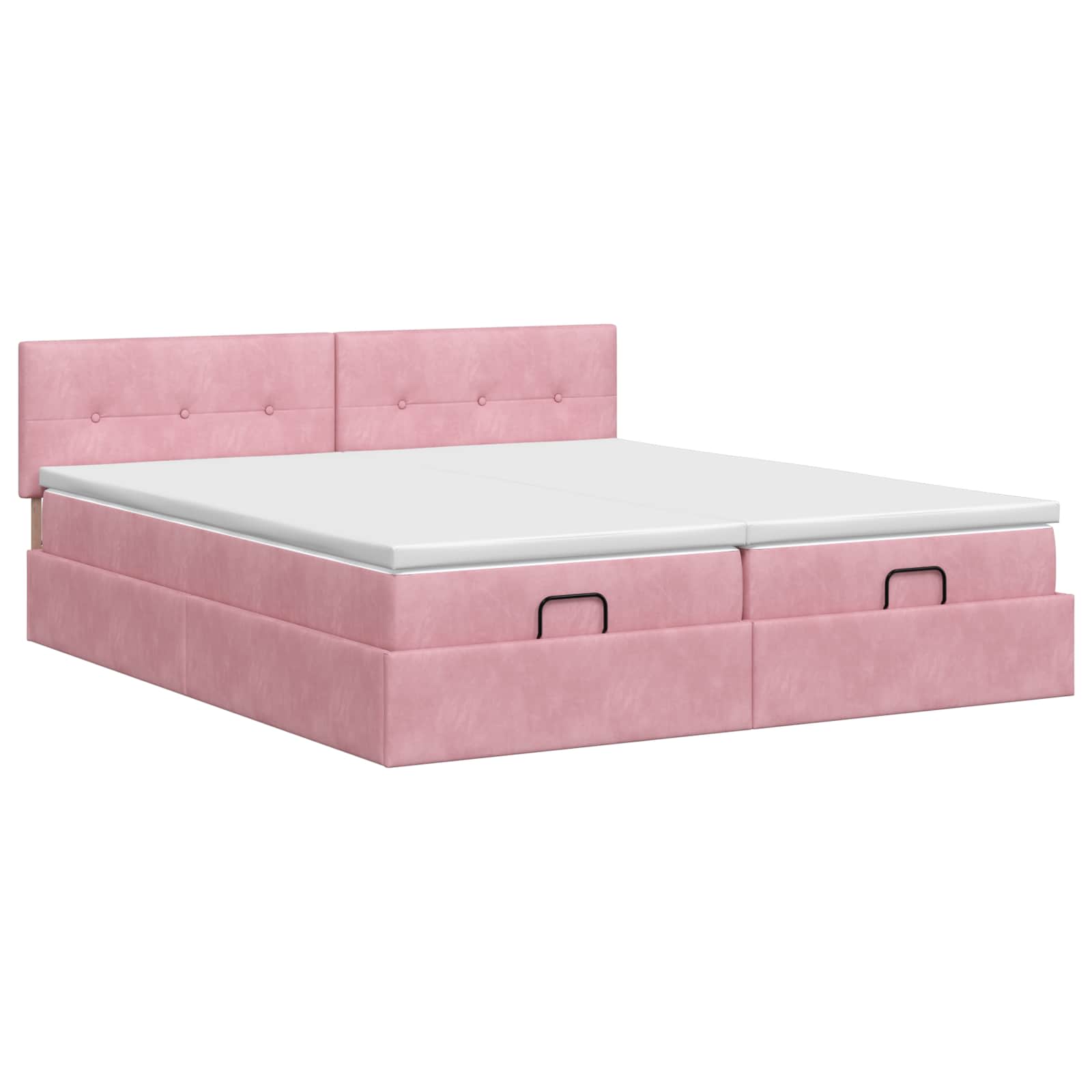 Ottoman Bett mit Matratze mit Kopfteil 2 Stk. Rosa Samt