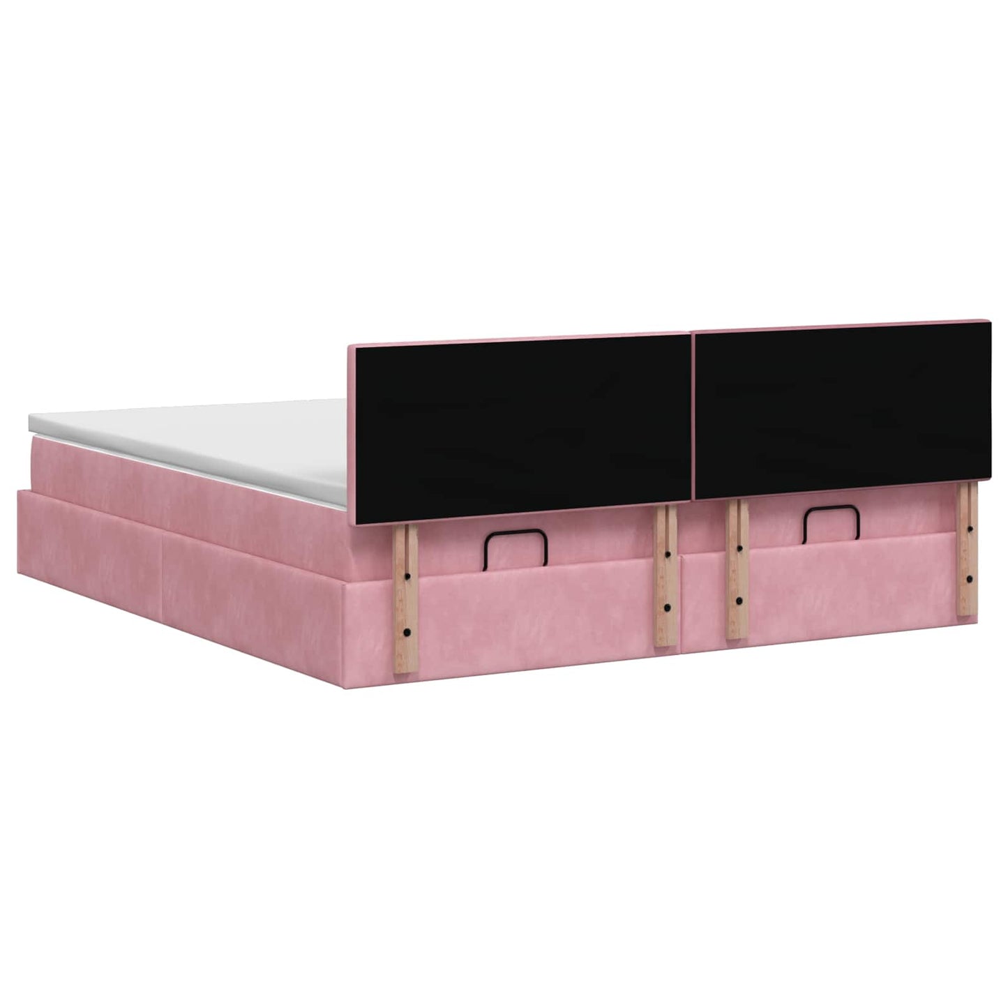 Ottoman Bett mit Matratze mit Kopfteil 2 Stk. Rosa Samt