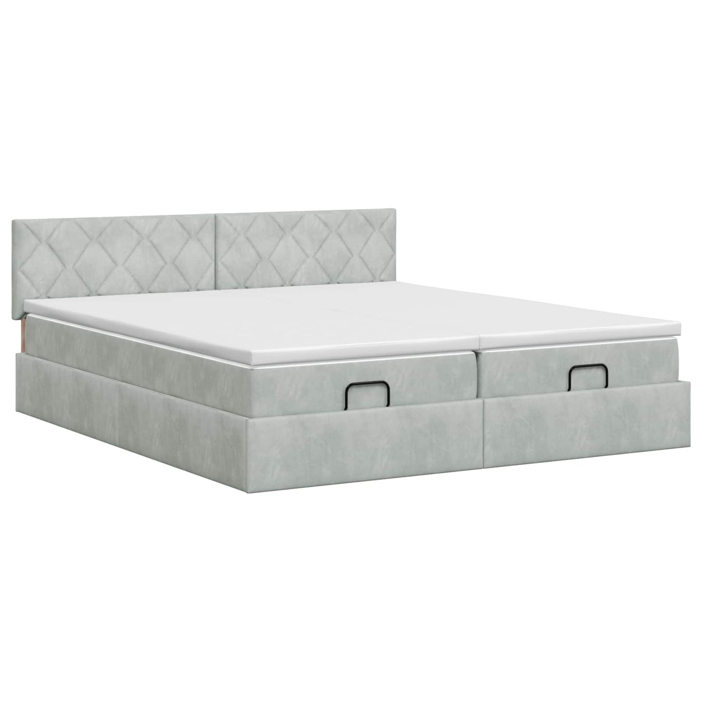 Ottoman Bett mit Matratze mit Kopfteil 2 Stk. Hellgrau Samt