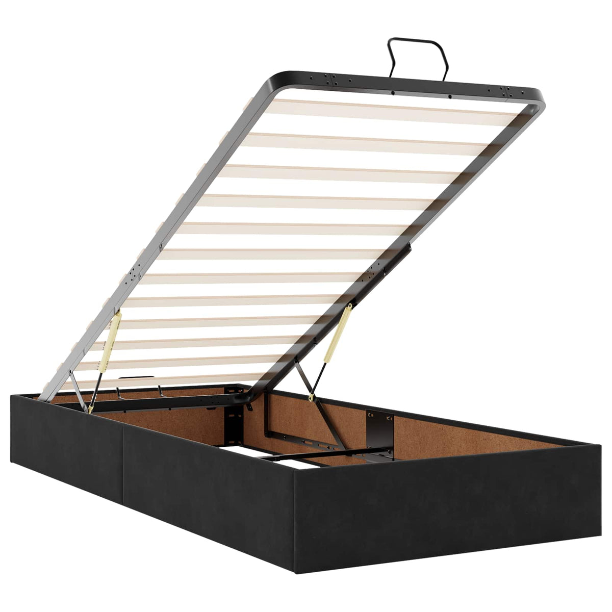 Ottoman Bett mit Matratze mit Kopfteil 2 Stk. Schwarz Samt