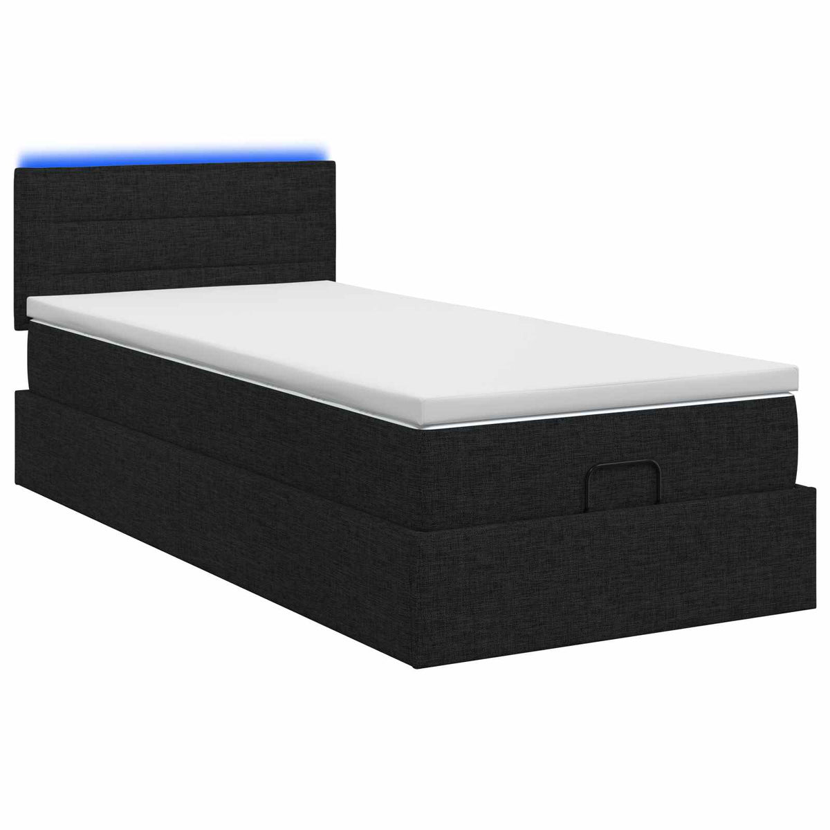 Ottoman-Bett mit Matratze und LED Schwarz 90 x 190 cm Stoff