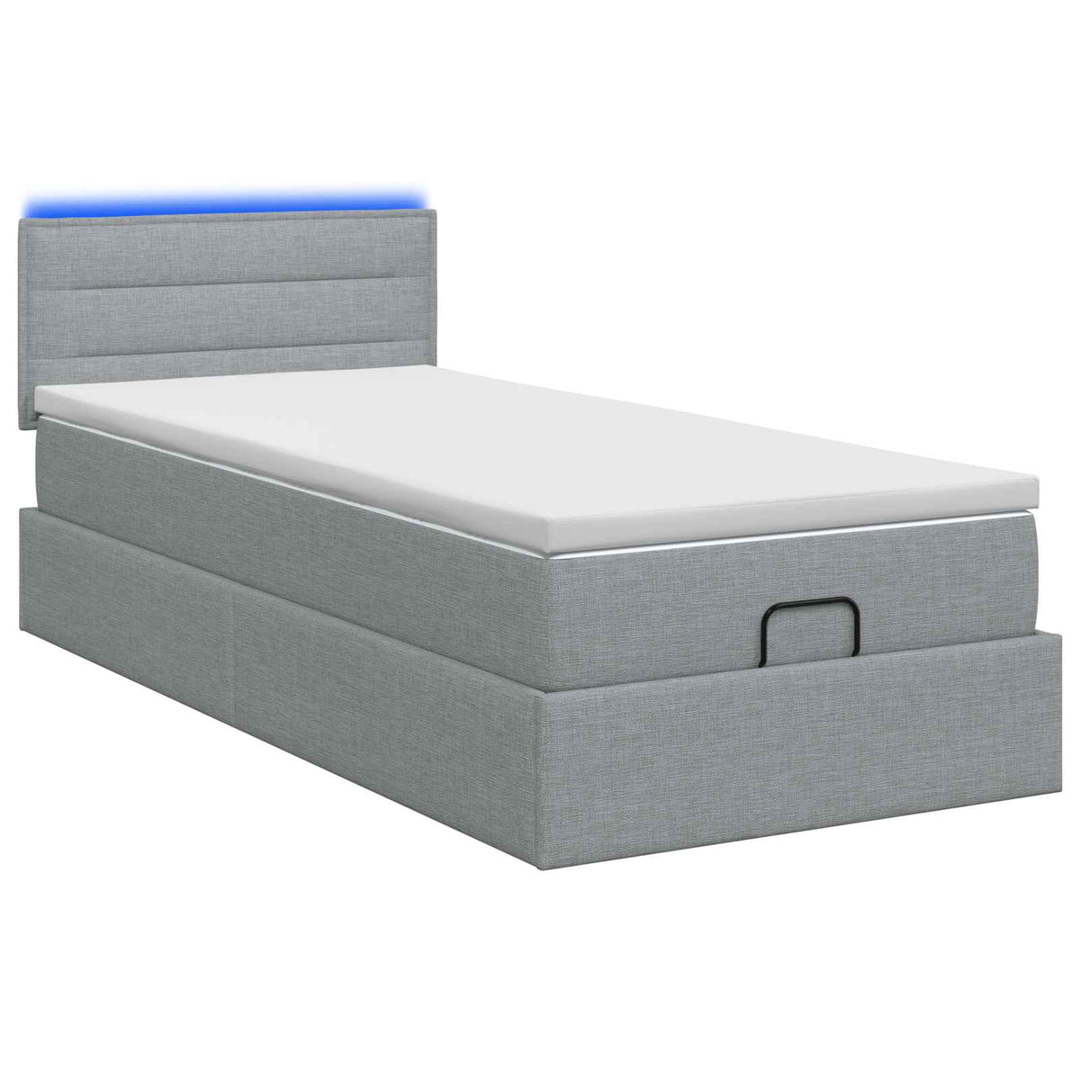 Ottoman-Bett mit Matratze und LED Hellgrau 90 x 200 cm Stoff