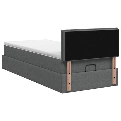 Ottoman-Bett mit Matratze und LED Dunkelgrau 90 x 200 cm Stoff