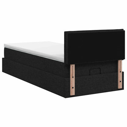 Ottoman-Bett mit Matratze und LED Schwarz 90 x 200 cm Stoff