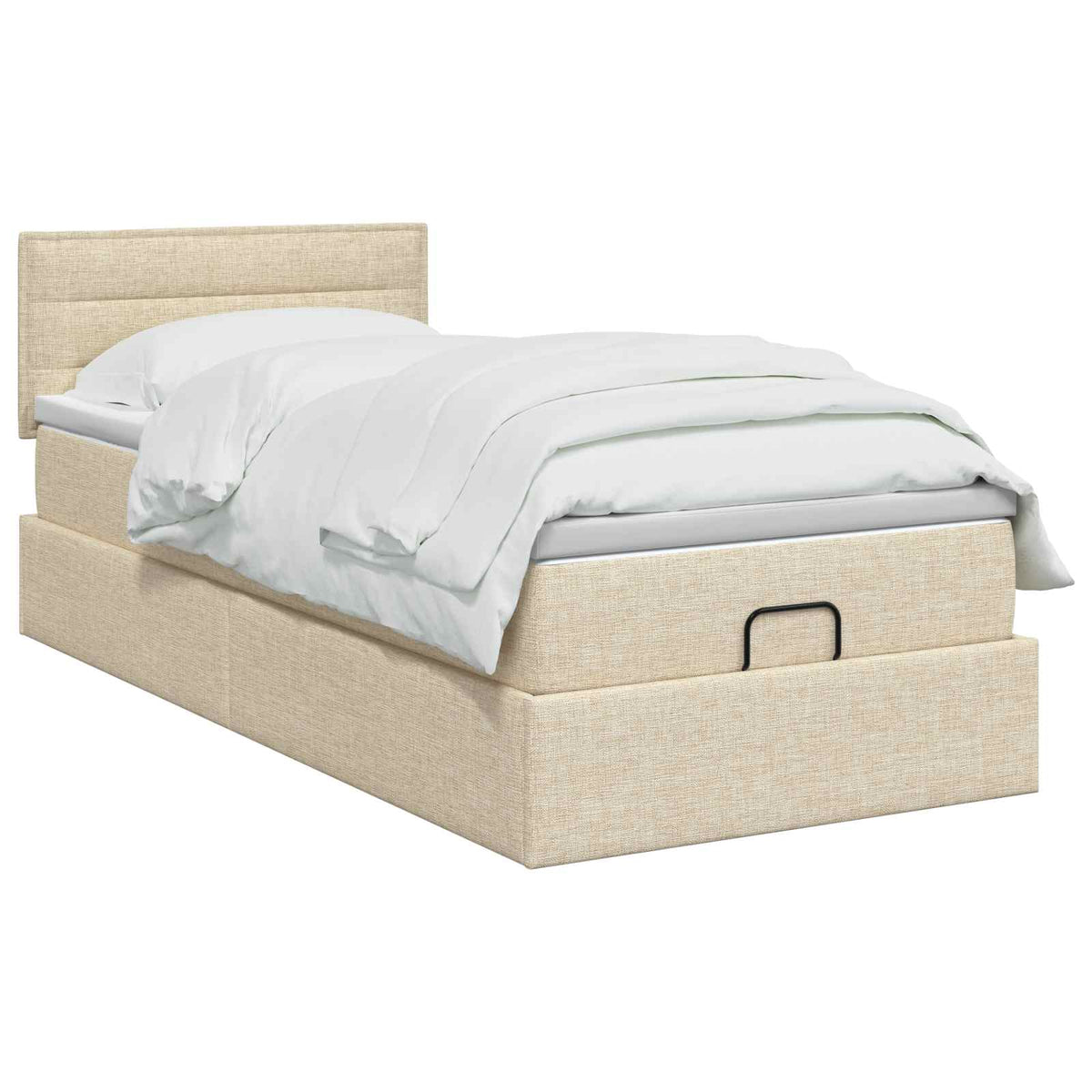 Ottoman-Bett mit Matratze und LED Creme 90 x 200 cm Stoff