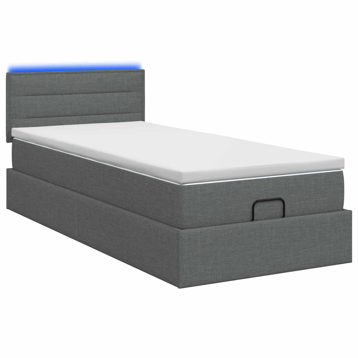 Ottoman-Bett mit Matratze und LED Dunkelgrau 100 x 200 cm Stoff