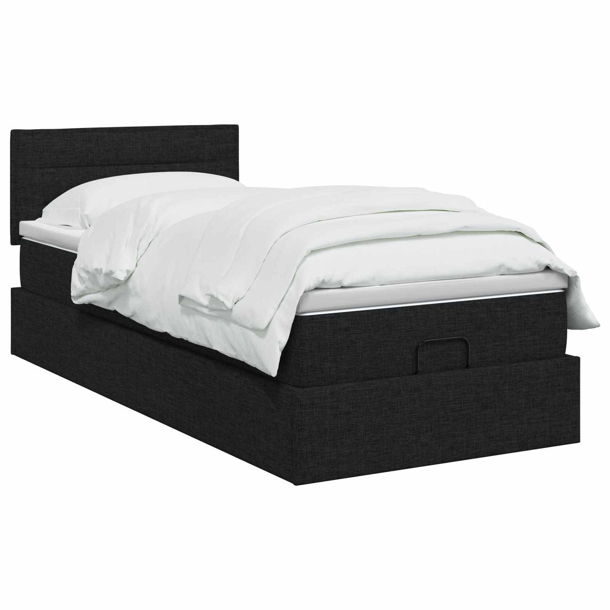 Ottoman-Bett mit Matratze und LED Schwarz 100 x 200 cm Stoff