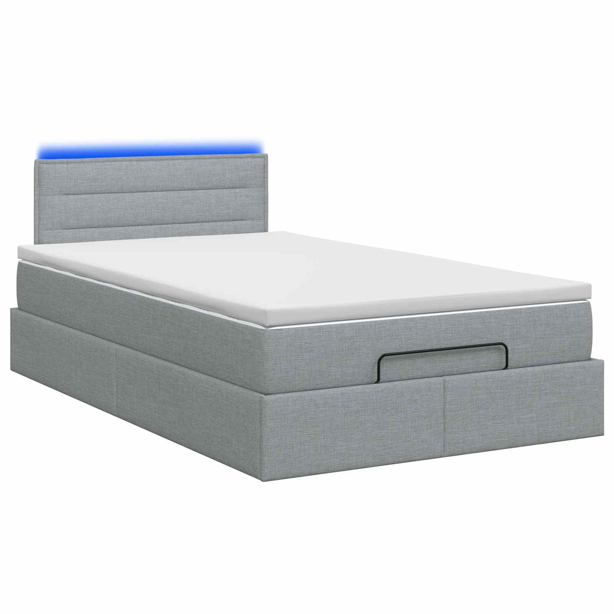 Ottoman-Bett mit Matratze und LED Hellgrau 120 x 200 cm Stoff