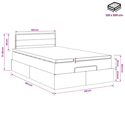 Ottoman-Bett mit Matratze und LED Dunkelgrau 120 x 200 cm Stoff