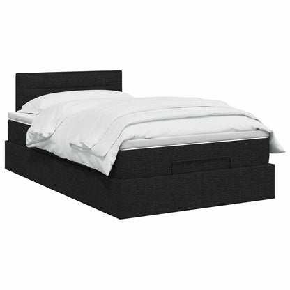 Ottoman-Bett mit Matratze und LED Schwarz 120 x 200 cm Stoff