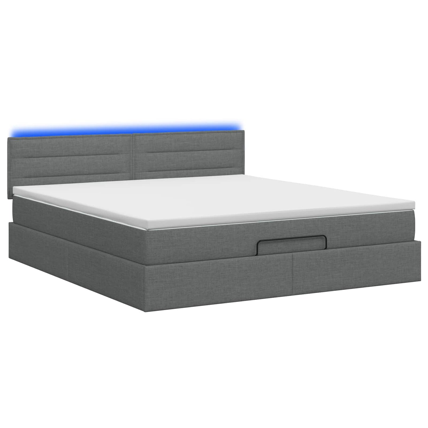 Ottoman-Bett mit Matratze und LED Dunkelgrau 140 x 190 cm Stoff