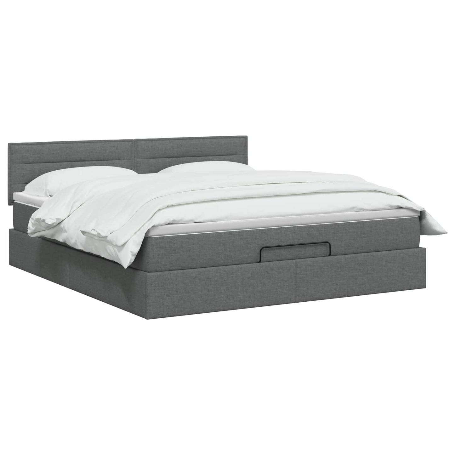 Ottoman-Bett mit Matratze und LED Dunkelgrau 140 x 190 cm Stoff
