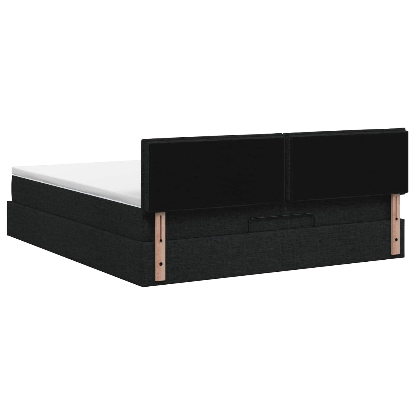 Ottoman-Bett mit Matratze und LED Schwarz 140 x 190 cm Stoff