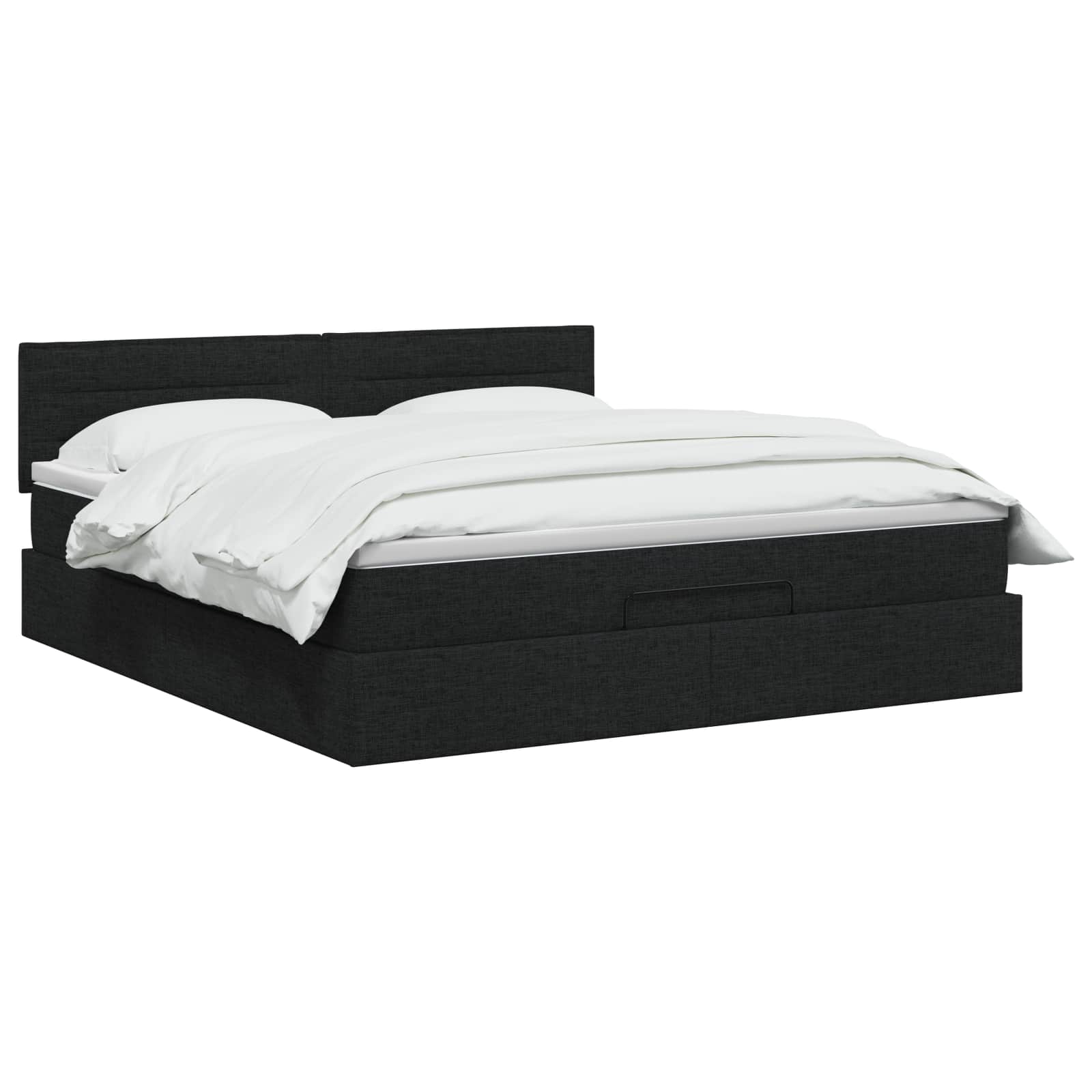 Ottoman-Bett mit Matratze und LED Schwarz 140 x 190 cm Stoff