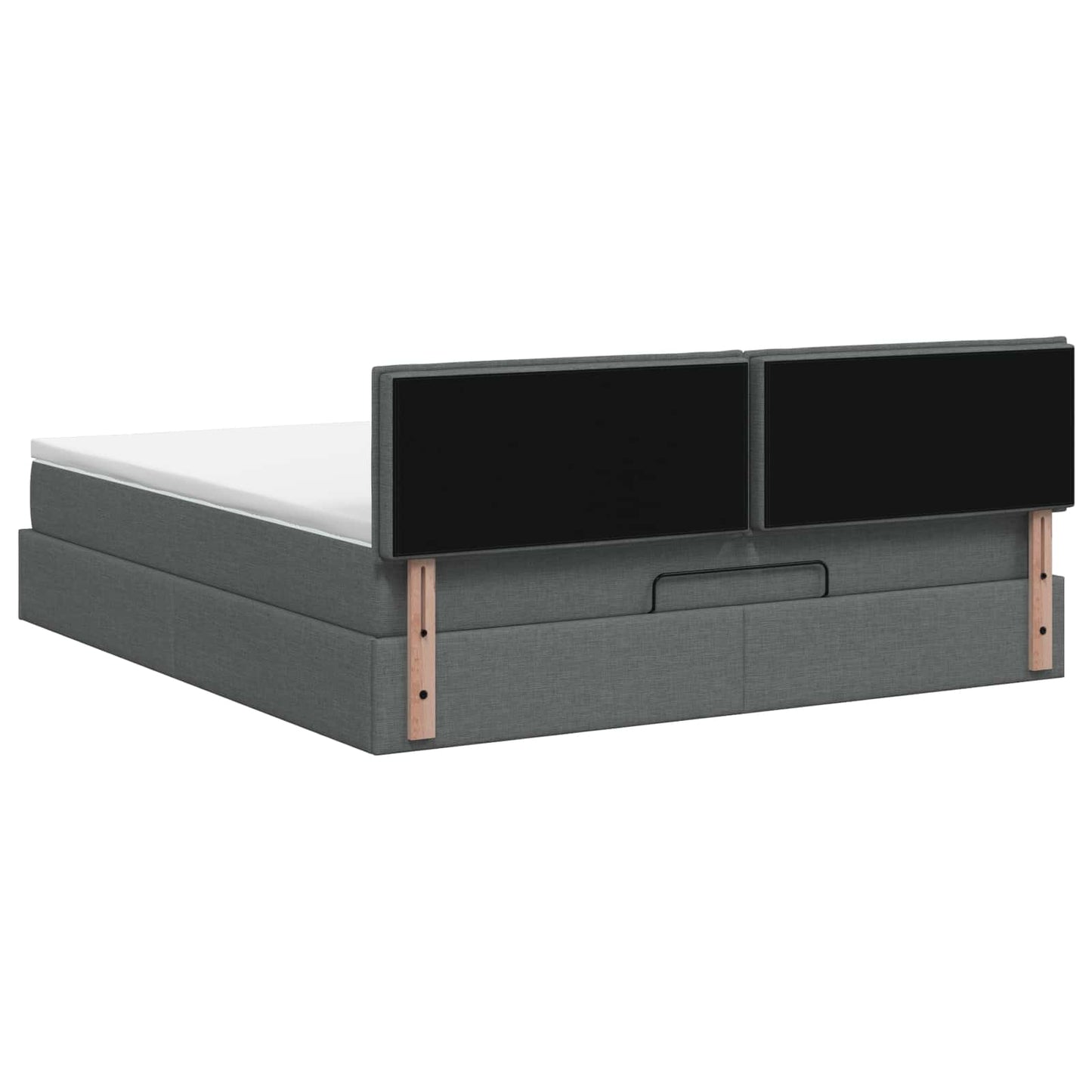 Ottoman-Bett mit Matratze und LED Dunkelgrau 140 x 200 cm Stoff