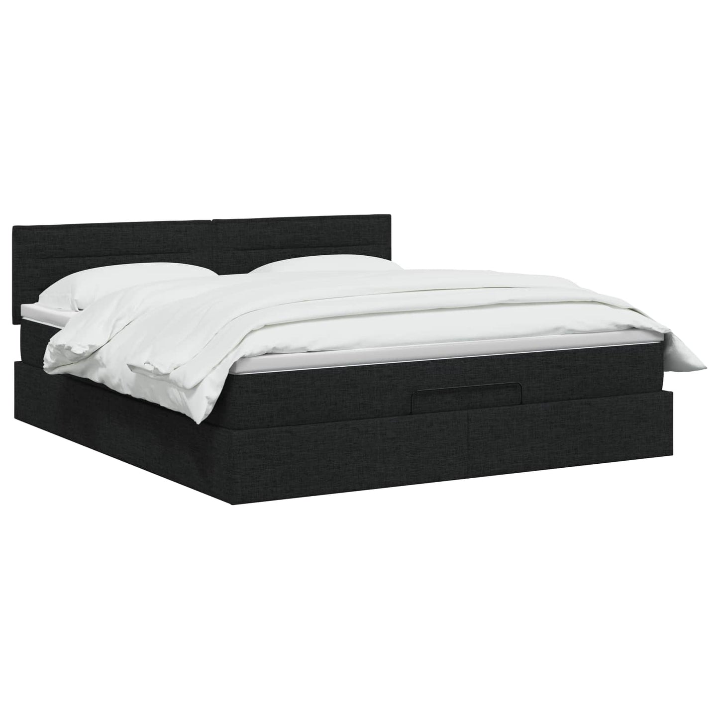 Ottoman-Bett mit Matratze und LED Schwarz 140 x 200 cm Stoff