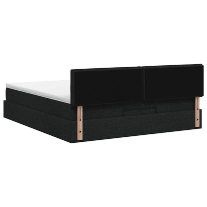 Ottoman-Bett mit Matratze und LED Schwarz 180 x 200 cm Stoff