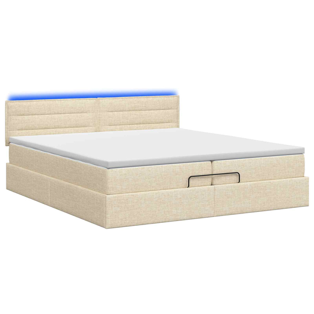 Ottoman-Bett mit Matratze und LED Creme 200 x 200 cm Stoff