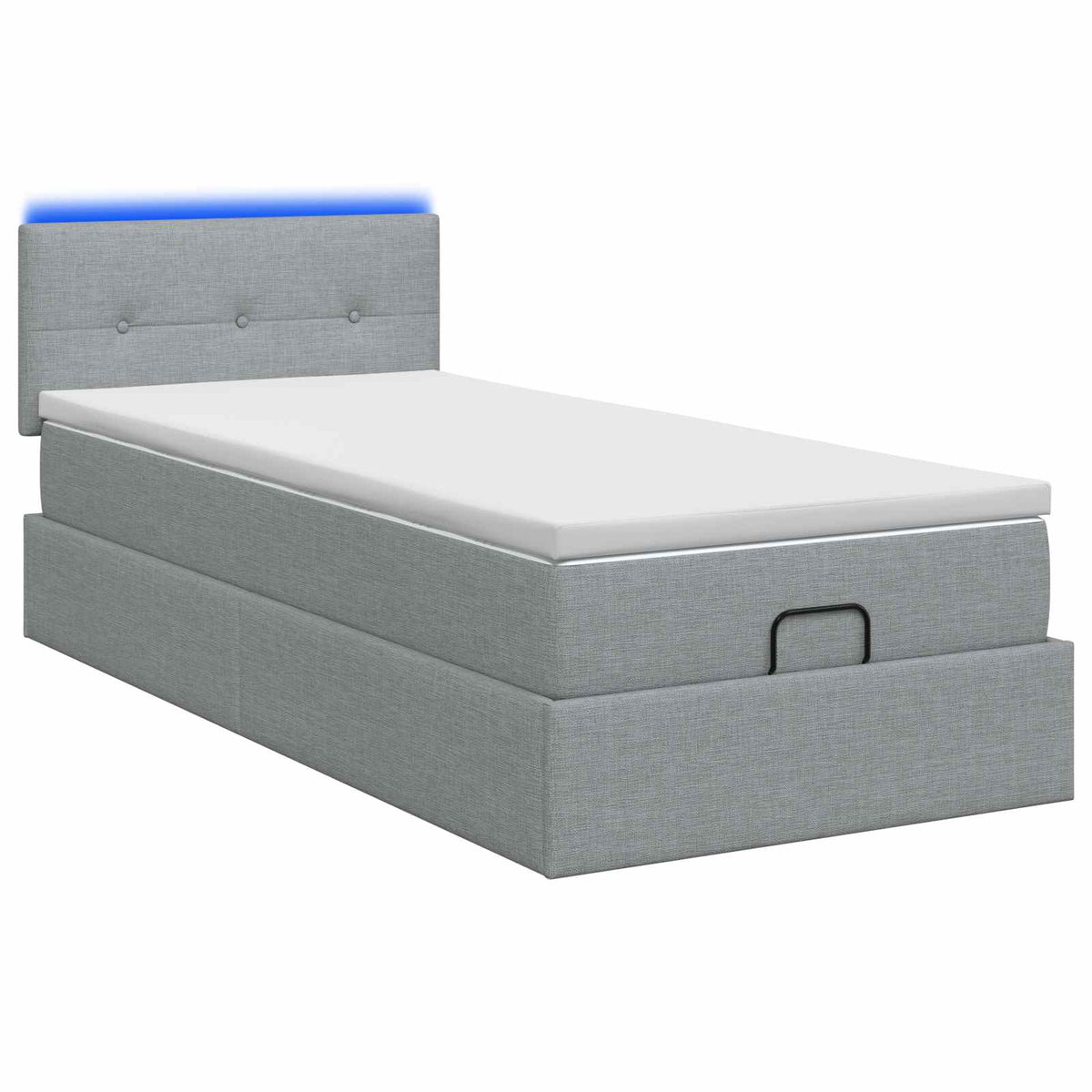 Ottoman-Bett mit Matratze und LED Hellgrau 90 x 190 cm Stoff